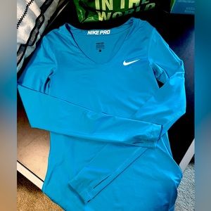 Blue Nike Pro Long Sleeve